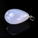 Natural Crystal Drop Shaped Blue Chalcedony Pendant Hand Carved Polished 1pc