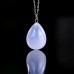 Natural Crystal Drop Shaped Blue Chalcedony Pendant Hand Carved Polished 1pc