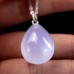 Natural Crystal Drop Shaped Blue Chalcedony Pendant Hand Carved Polished 1pc