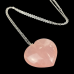 1.2" Natural Crystal Heart Necklace Rose Quartz Hand Carved Polished Healing Decoration 1pc