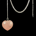 1.2" Natural Crystal Heart Necklace Rose Quartz Hand Carved Polished Healing Decoration 1pc