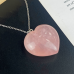 1.2" Natural Crystal Heart Necklace Rose Quartz Hand Carved Polished Healing Decoration 1pc