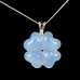 1" Natural Crystal Four Leaves Flower Necklace Pendent Blue Chalcedony Healing Lucky 1pc