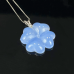 1" Natural Crystal Four Leaves Flower Necklace Pendent Blue Chalcedony Healing Lucky 1pc