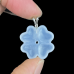 1" Natural Crystal Four Leaves Flower Necklace Pendent Blue Chalcedony Healing Lucky 1pc