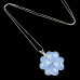 1" Natural Crystal Four Leaves Flower Necklace Pendent Blue Chalcedony Healing Lucky 1pc