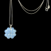 1" Natural Crystal Four Leaves Flower Necklace Pendent Blue Chalcedony Healing Lucky 1pc