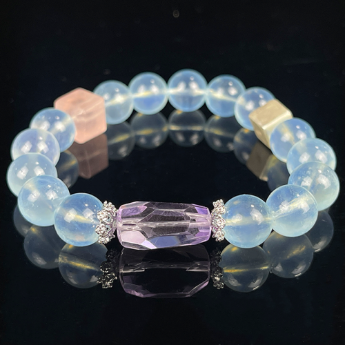 10.5mm Natural Aquamarine Crystal Beads Bracelet Healing DIY Jewelery Accessory Energy Dainty Gifts