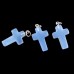 Natural Crystal Blue Chalcedony Cross Shape Pendant for Necklace Reiki Healing