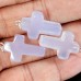 Natural Crystal Blue Chalcedony Cross Shape Pendant for Necklace Reiki Healing