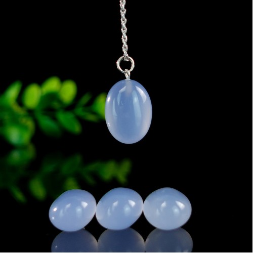 20x14x12mm Blue Chalcedony Oval Shape Pendant Natural Crystal Jewelry Healing