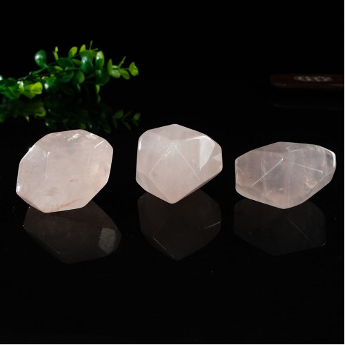 Wholesale Pink Rose Quartz Facet Carved Pocket Energy Stone Natural Crystal Chakra Healing 1KG