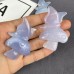 Top！Natural Carved Crystal Butterfly & Blue Chalcedony Mushroom Pure Level Amulet Healing Stones Home Office Decor