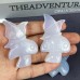 Top！Natural Carved Crystal Butterfly & Blue Chalcedony Mushroom Pure Level Amulet Healing Stones Home Office Decor