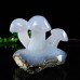 4" Blue Chalcedony Mushroom Statue Natural Crystal Plant Decor Stone Sculpture