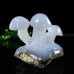 4" Blue Chalcedony Mushroom Statue Natural Crystal Plant Decor Stone Sculpture