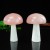 3.5" Mushroom Hand Carving Pink Rose Quartz White Jade Natural Crystal Statue