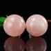 3.5" Mushroom Hand Carving Pink Rose Quartz White Jade Natural Crystal Statue