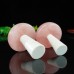 3.5" Mushroom Hand Carving Pink Rose Quartz White Jade Natural Crystal Statue