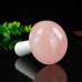 3.5" Mushroom Hand Carving Pink Rose Quartz White Jade Natural Crystal Statue