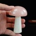 3.5" Mushroom Hand Carving Pink Rose Quartz White Jade Natural Crystal Statue