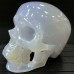 2.6LB Blue Chalcedony Skull Hand Carved Realistic Skull Crystal Collections Home Office Decor