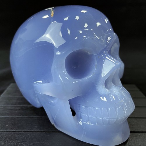 3.62LB Top A+ Blue Chalcedony Crystal Skull Hand-Carved Quartz Crystal Healing Collection Decor Gift