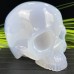 Gemstone Crystal Blue Chalcedony Skull Carving, Carved Quartz Rock Crystal Skull for Home Decor