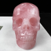 3“ Crystal Human Skull Natural Rose Quartz Gemstone Decoration Dainty Hand Carved Healing Reiki