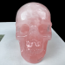 3“ Crystal Human Skull Natural Rose Quartz Gemstone Decoration Dainty Hand Carved Healing Reiki