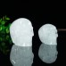 3" Realistic Skull Hand Carved Angola Quartz Natural Crystal Statue Healing Sculpture