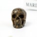 2" Realistic Skull Hand Carved Leopard Skin Stone Quartz Natural Crystal Statue Healing Sculpture