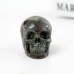 2" Realistic Skull Hand Carved Afrian Blood Stone Quartz Natural Crystal Statue Healing Sculpture