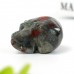 2" Realistic Skull Hand Carved Afrian Blood Stone Quartz Natural Crystal Statue Healing Sculpture