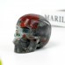 3" Realistic Skull Hand Carved Afrian Blood Stone Quartz Natural Crystal Statue Healing Sculpture