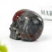 3" Realistic Skull Hand Carved Afrian Blood Stone Quartz Natural Crystal Statue Healing Sculpture