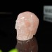 2" Realistic Skull Hand Carved Pink Rose Quartz Natural Crystal Statue Healing Sculpture