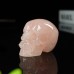 2" Realistic Skull Hand Carved Pink Rose Quartz Natural Crystal Statue Healing Sculpture