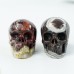 1.75" Realistic Skull Hand Carved Red Crazy Lace Agate Quartz Natural Crystal Statue Healing Sculpture