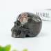 3" Realistic Skull Hand Carved Red Crazy Lace Agate Quartz Natural Crystal Statue Healing Sculpture