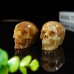 2" Realistic Skull Hand Carved Chalcedony Jasper Quartz Natural Crystal Statue Healing Sculpture