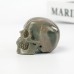 2" Realistic Skull Hand Carved Nine Dragon Jade Quartz Stone Natural Crystal Statue Healing Sculpture