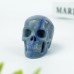 2" Realistic Skull Hand Carved Blue Aventurine Quartz Stone Natural Crystal Statue Healing Sculpture