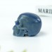 2" Realistic Skull Hand Carved Blue Aventurine Quartz Stone Natural Crystal Statue Healing Sculpture