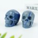 2" Realistic Skull Hand Carved Blue Aventurine Quartz Stone Natural Crystal Statue Healing Sculpture