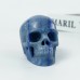 3" Realistic Skull Hand Carved Blue Aventurine Quartz Stone Natural Crystal Statue Healing Sculpture