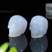 1.75" Realistic Skull Hand Carved Blue Chalcedony Agate Quartz Stone Natural Crystal Statue Healing Sculpture