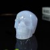 3" Realistic Skull Hand Carved Blue Chalcedony Agate Quartz Stone Natural Crystal Statue Healing Sculpture