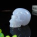 3" Realistic Skull Hand Carved Blue Chalcedony Agate Quartz Stone Natural Crystal Statue Healing Sculpture