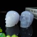 3" Realistic Skull Hand Carved Blue Chalcedony Agate Quartz Stone Natural Crystal Statue Healing Sculpture